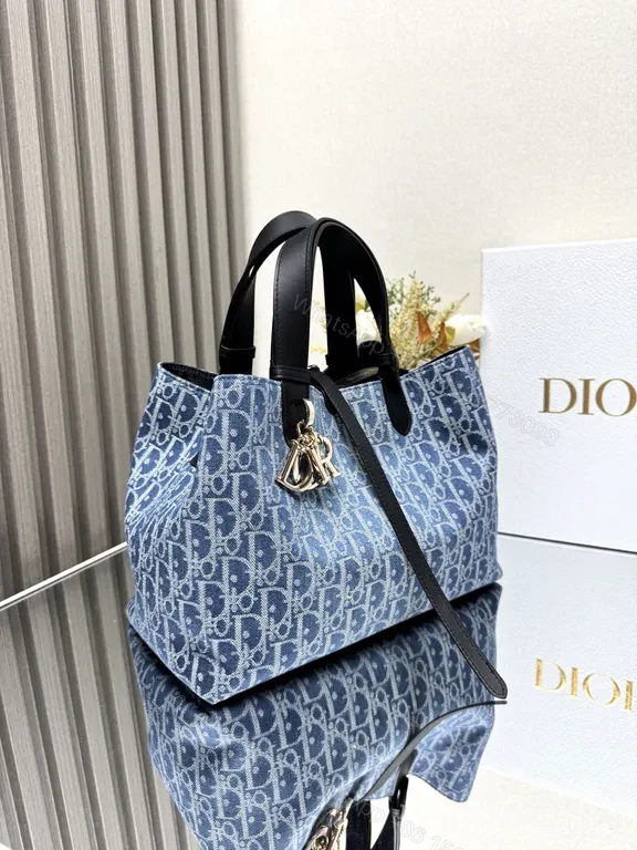 View 4 of Bold Denim Tote: Jacquard Texture, Designer-Inspired Tote