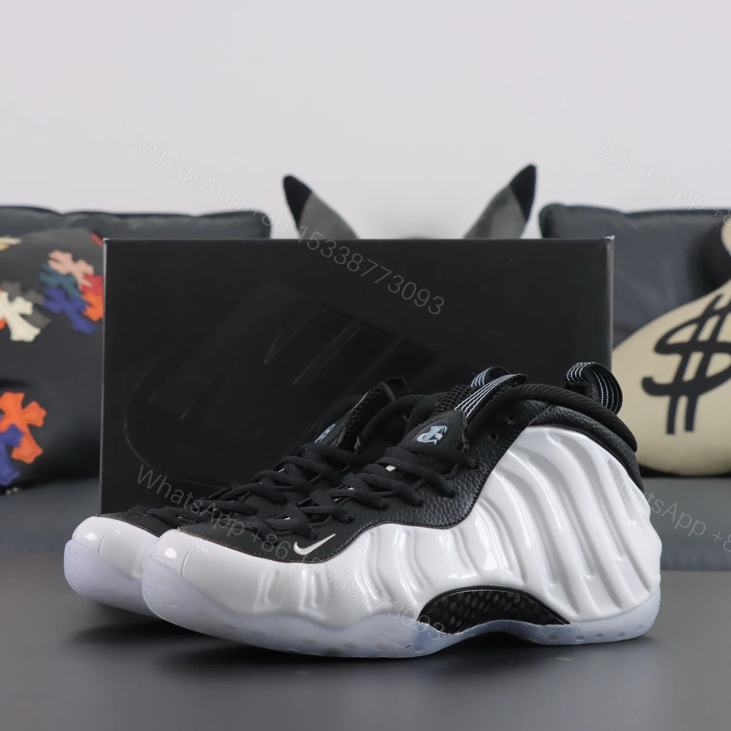 Foamposite One White and Black — view 1