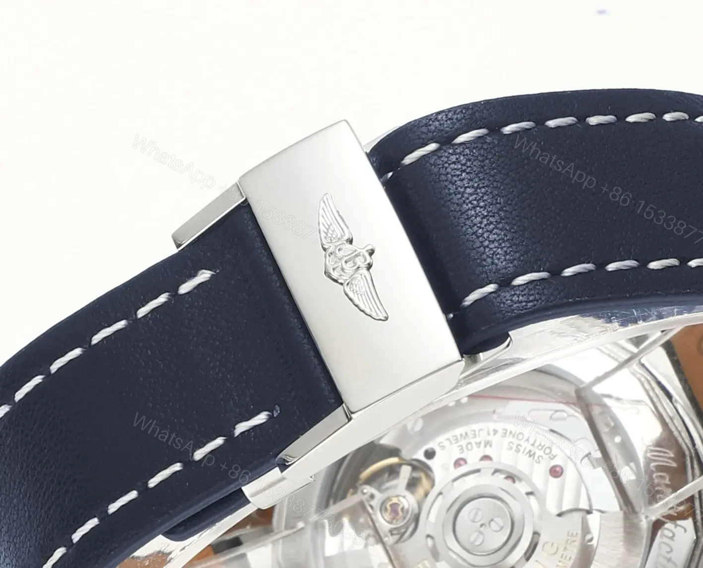 View 2 of OM Factory Breitling Navitimer 1 B01 Chronograph – Blue Dial, Stainless Steel Case, Leather Strap