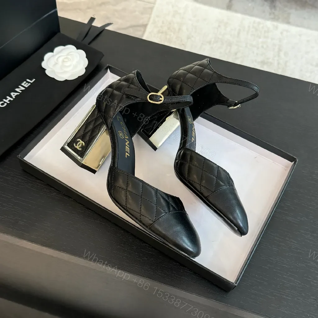 View 8 of Quilted Ankle-Height Pumps + Subtle Shine, Black, Heels, Couture-Inspired