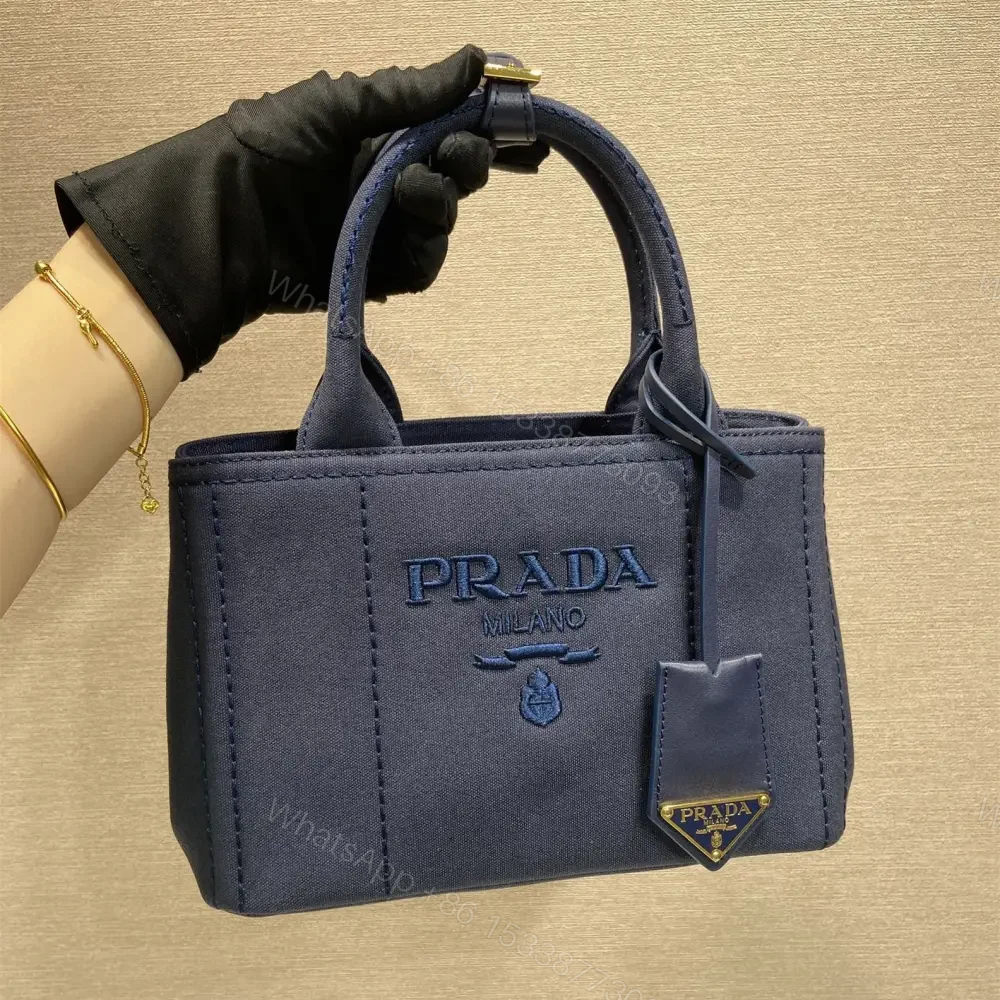 View 10 of 高仿Prada*1BA038刺繡徽標Tote手袋深藍Mini免檢版