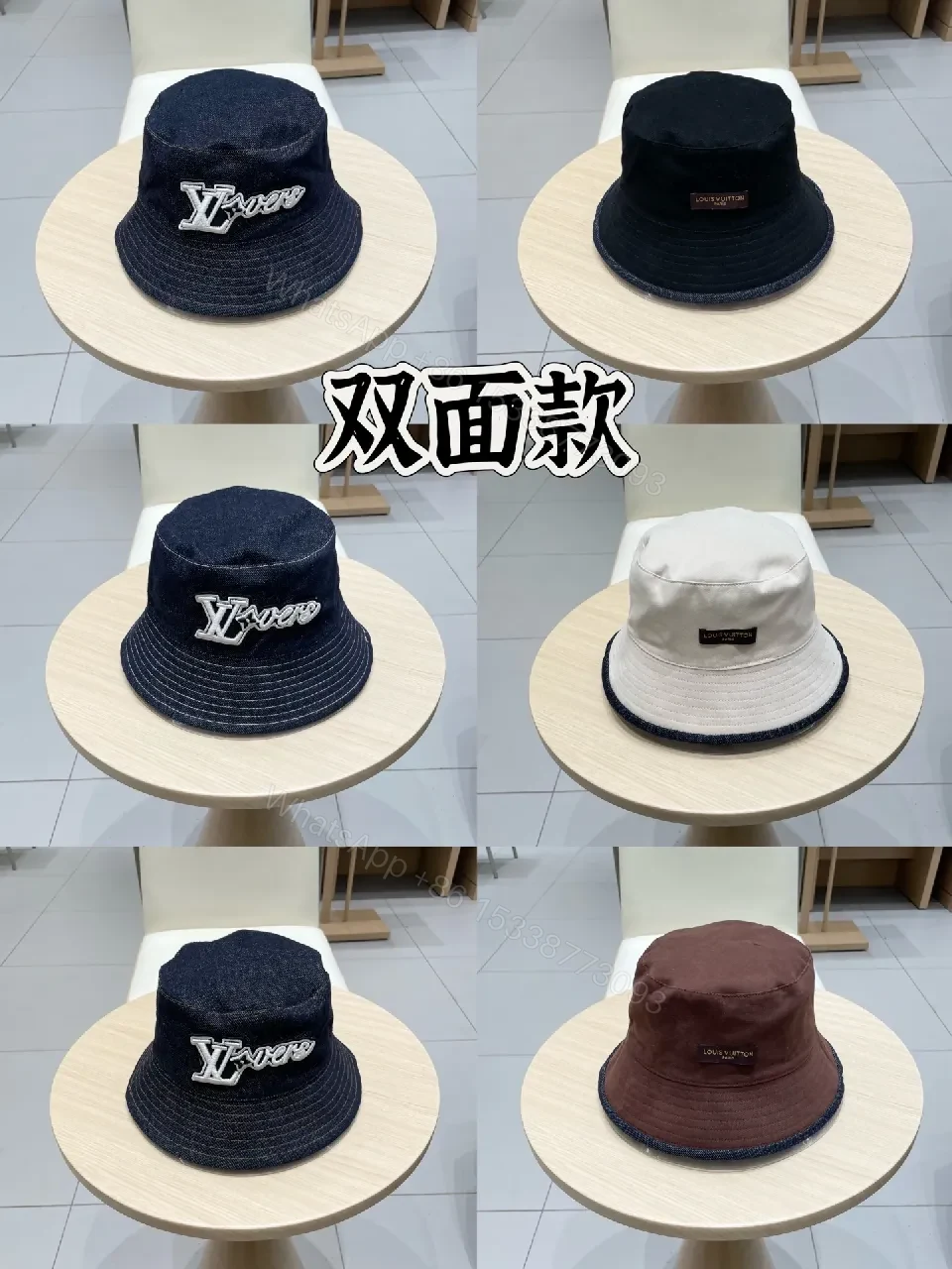 View 5 of Denim Bucket Hat + Embroidered Logo + Streetwear Chic + Luxury Detail + Hat