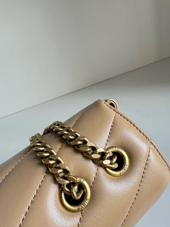 View 4 of Chic Quilted Leather Shoulder Bag with Gold YSL Hardware