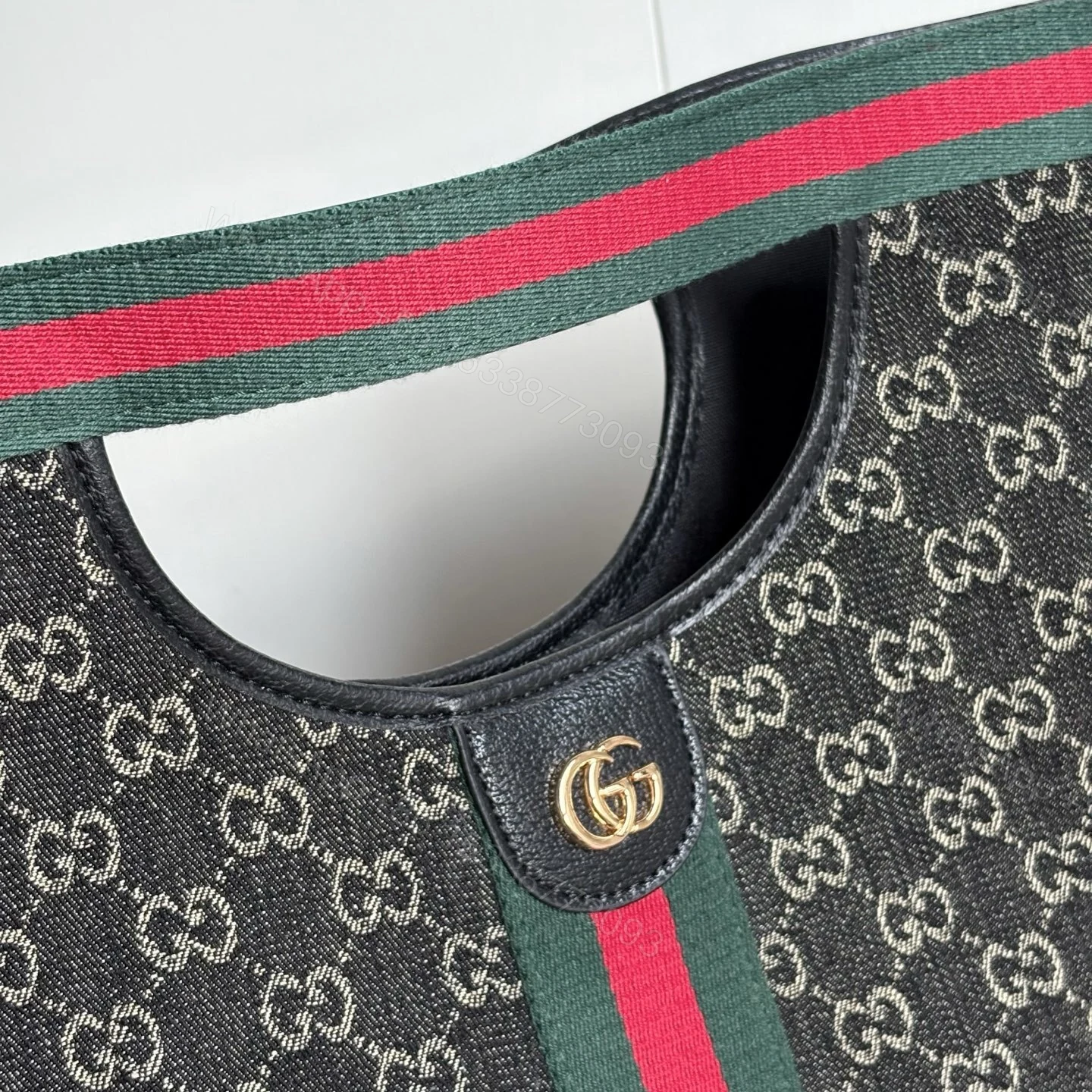 View 4 of Gucci Giglio Large Tote Bag Black And White GG Denim 39Cm ‎