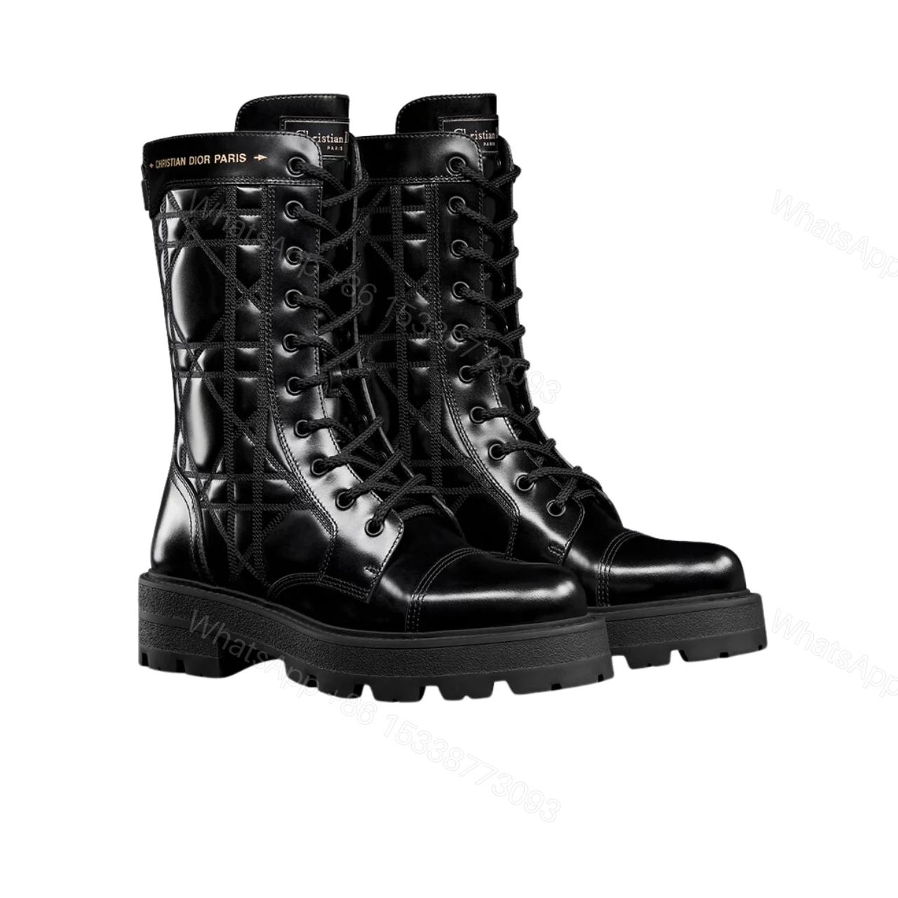 DIOR D UNIT ANKLE BOOT QUILTED CANNAGE CALFSKIN BLACK KCI995CQC S900 — view 1