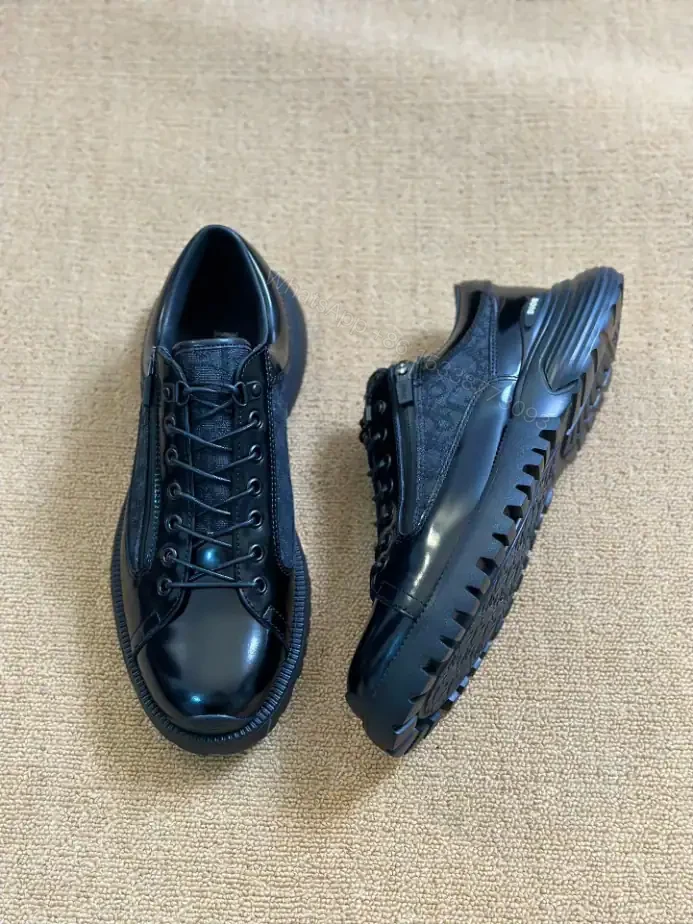 View 6 of DIOR COMBAT DERBY SHOES BLACK POLISHED CALFSKIN AND BLACK OBLIQUE JACQUARD – CD197