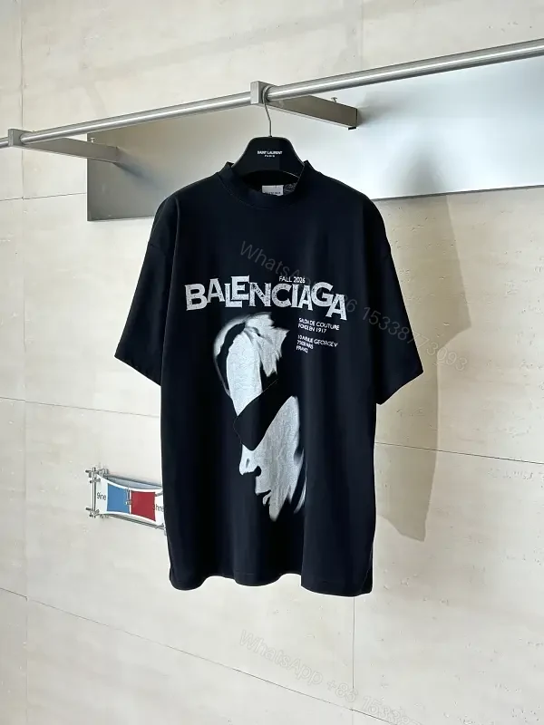 Black Cotton Oversized Bold BALENCIAGA Graphic T-Shirt — view 1
