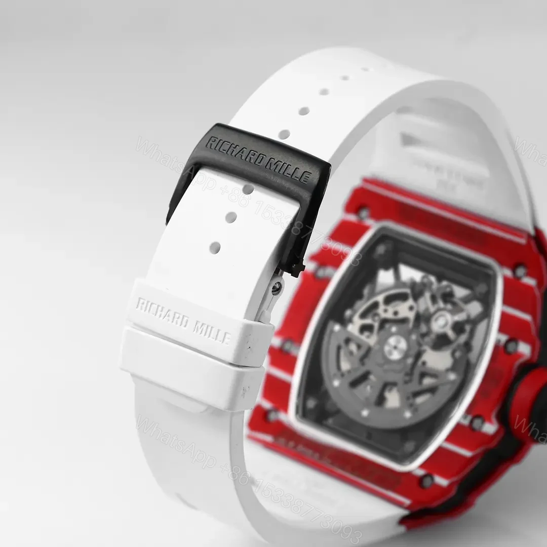 View 9 of ZF Factory Richard Mille RM 35-02 Rafael Nadal Red Carbon Fiber Automatic Watch with White Rubber Strap