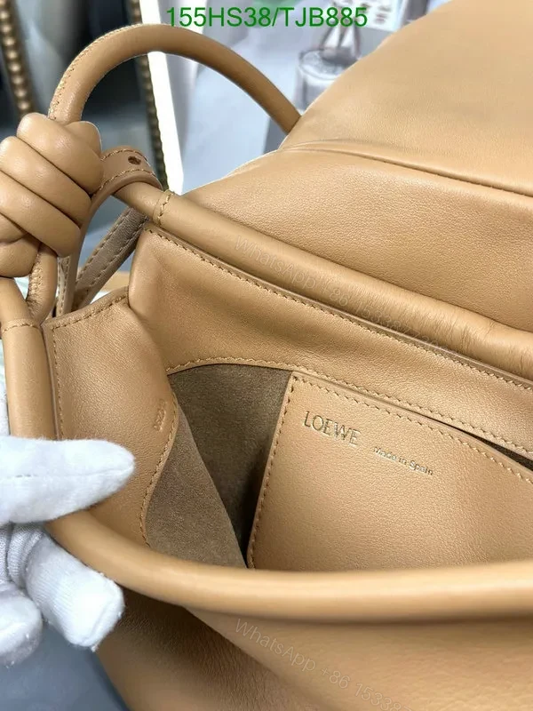 View 19 of Loewe Convertible Leather Shoulder Bag with Dark Khaki Ruched 062138