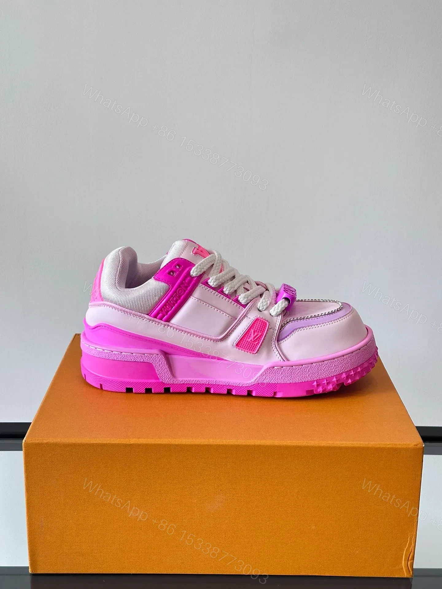 View 6 of LV Men Pink Leather And Mesh Sneakers