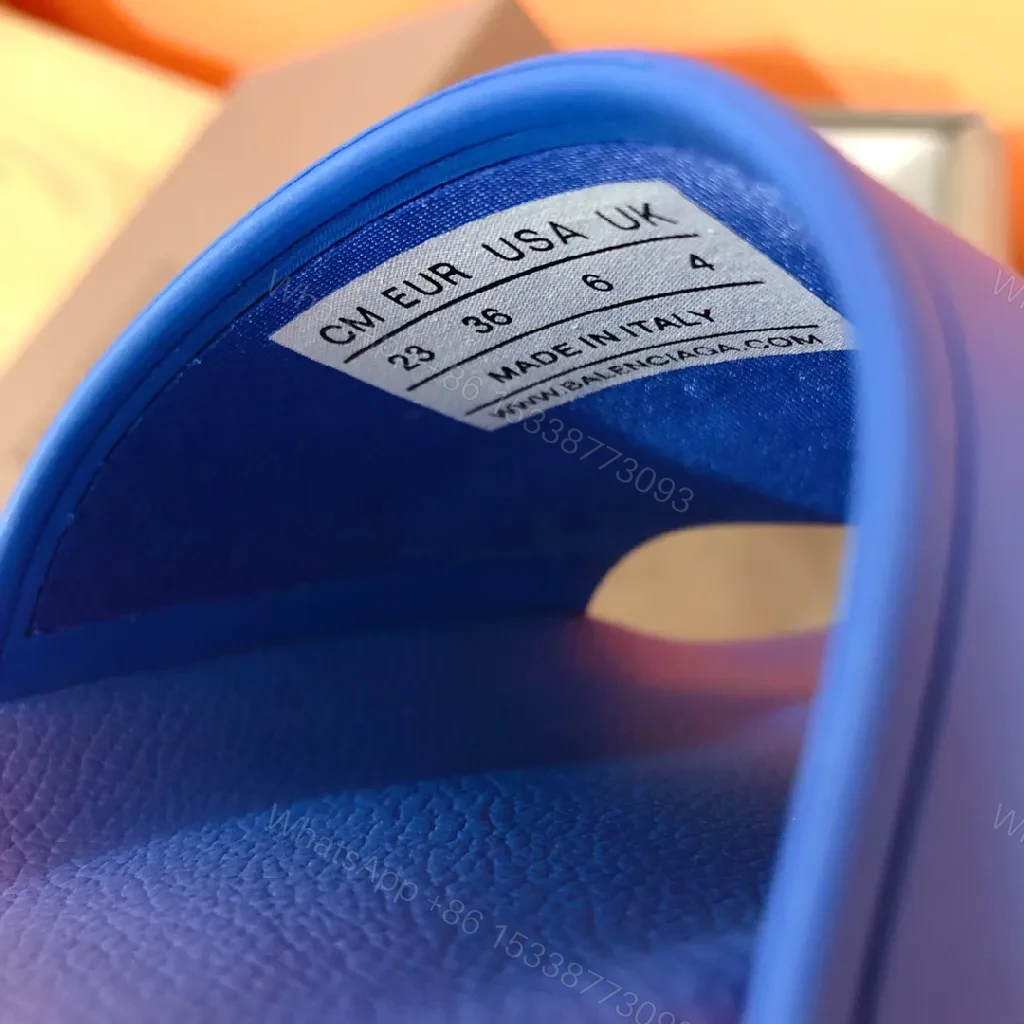 View 9 of Bold Blue Luxe Slides - Premium Faux Leather, Slip-On Comfort