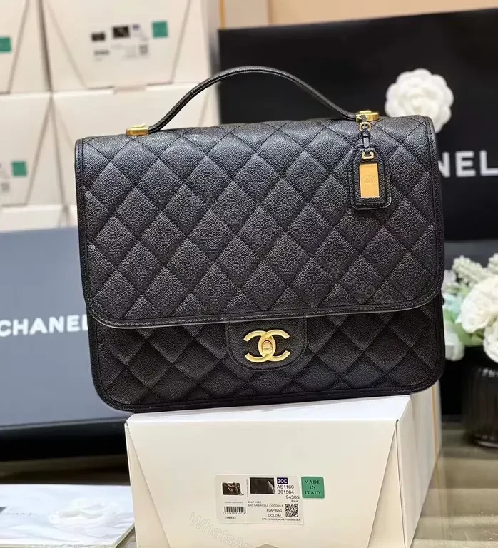 Chic Quilted Black Shoulder Bag with Gold Hardware — view 1