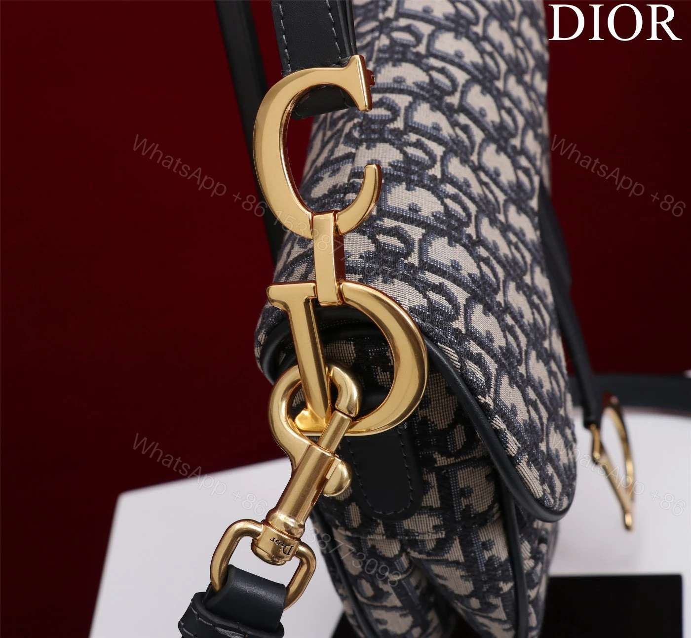 View 5 of Dior Saddle Saddle Canvas Handbag Super Quality Hand Embroidered 25.5x20x6cm