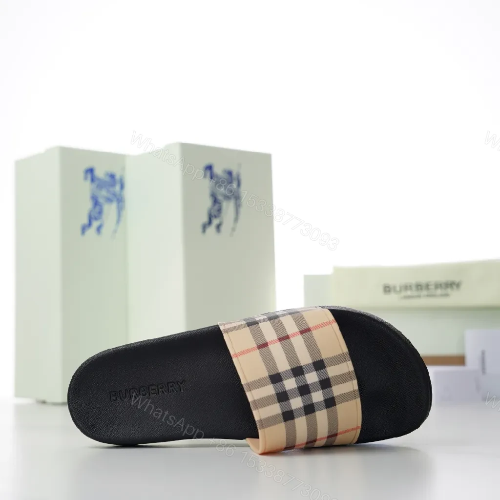 View 7 of Patterned Plaid Slide Sandals: Luxe Everyday Comfort