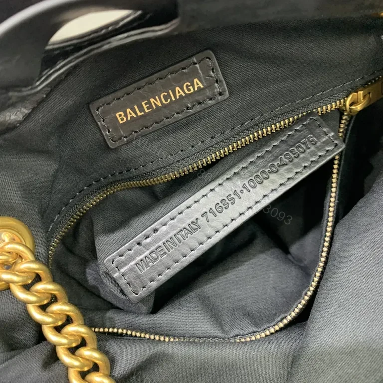 View 3 of Gold Chain Edge Chic Bag: Balenciaga-Inspired Drawstring"