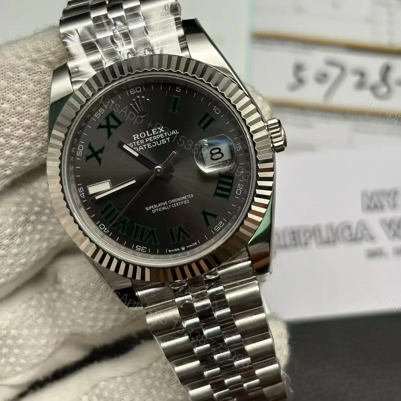 View 2 of Rolex Datejust Wimbledon Replica Clone