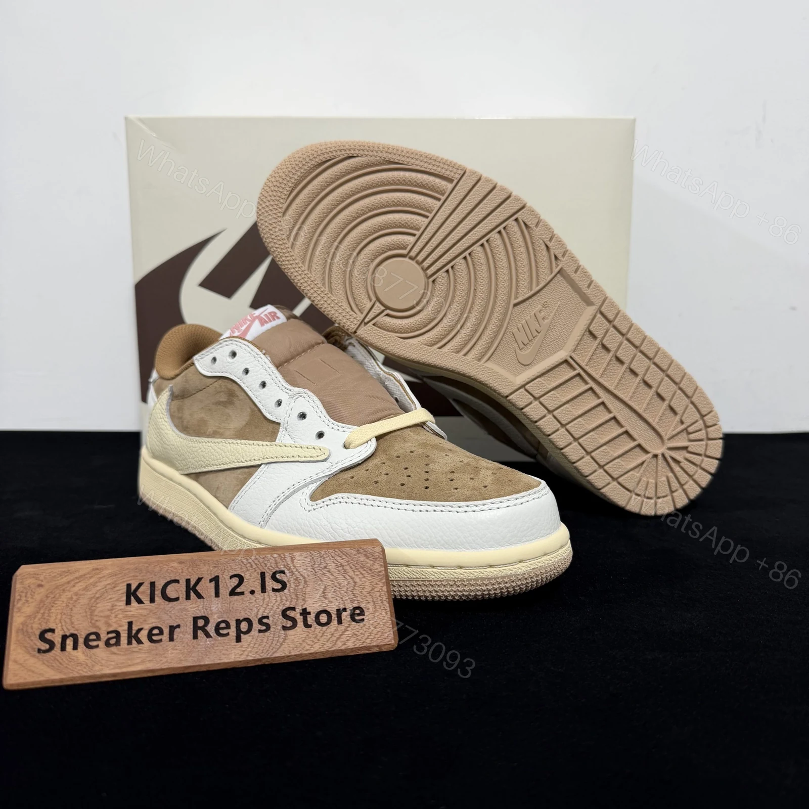 View 3 of Travis Scott x Air Jordan 1 Low OG Pink Oxford Replica