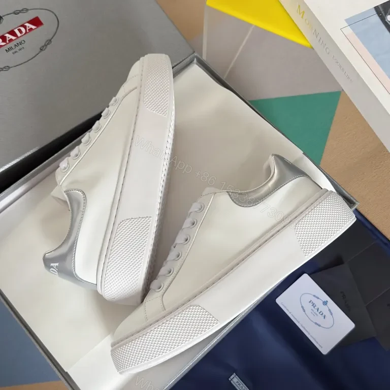 View 4 of Prada Milano White Leather High-Top Sneakers