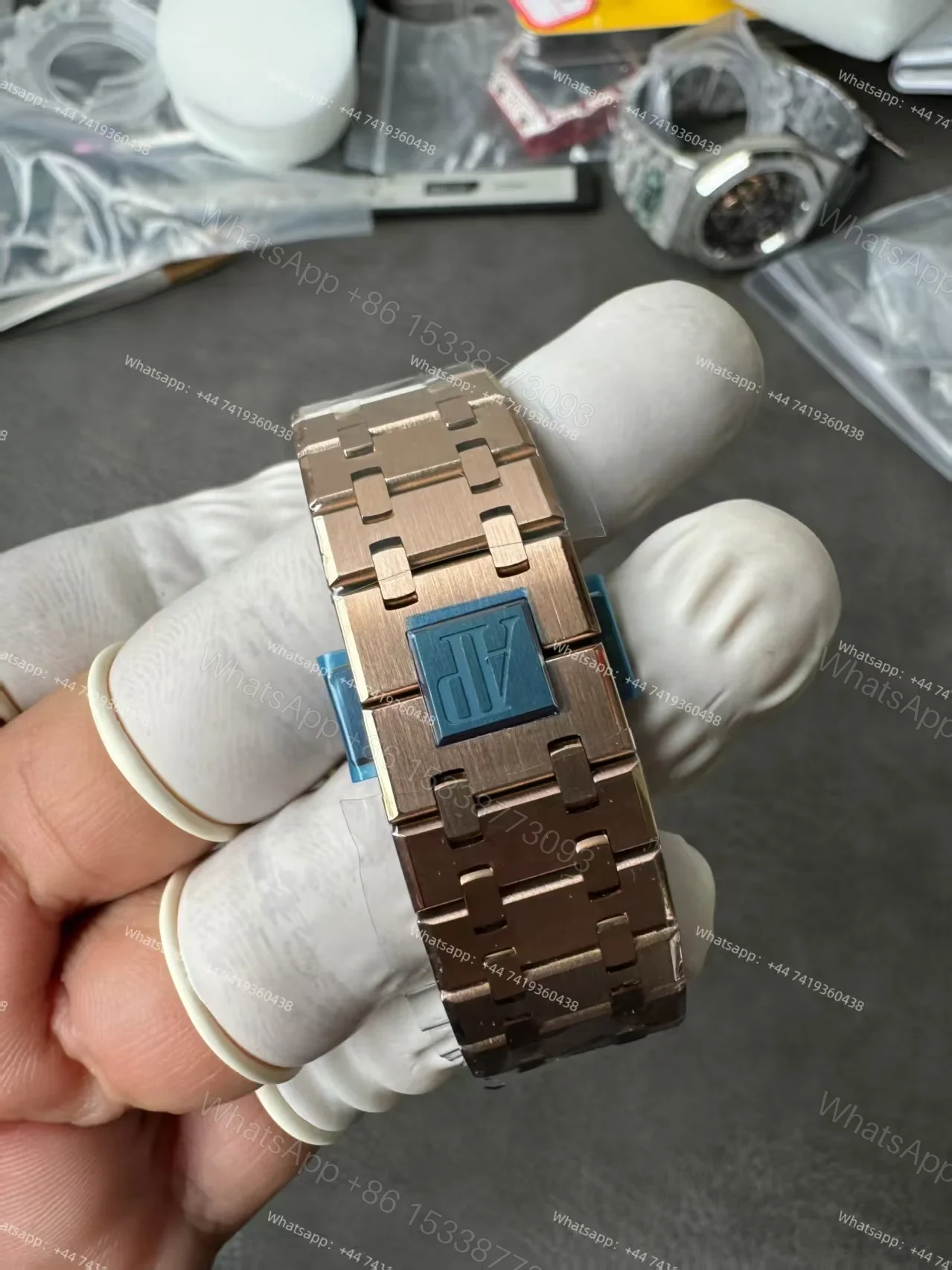 View 12 of Audemars Piguet Super Clone Royal Oak Rose Gold Green Dial 26240 Chronograph 41mm Cal.4401