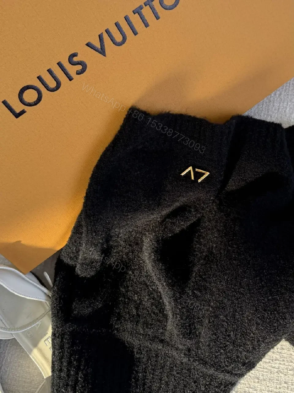 View 8 of Textured Knit Shorts with Subtle LV Accent - Elevated Comfort