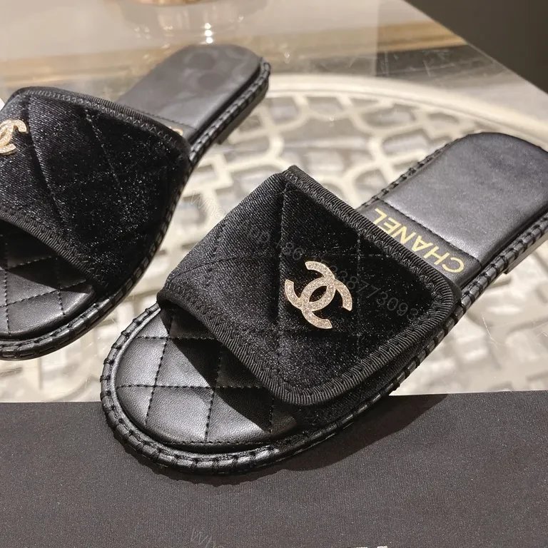 Chanel Velvet-Trim Slide Sandals: Luxe Comfort Sandals — view 5