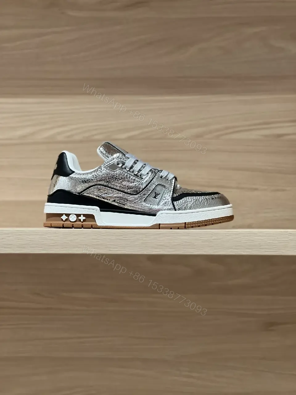 View 8 of Metallic Textured Sneaker: LV-Inspired Luxury Comfort Shoes