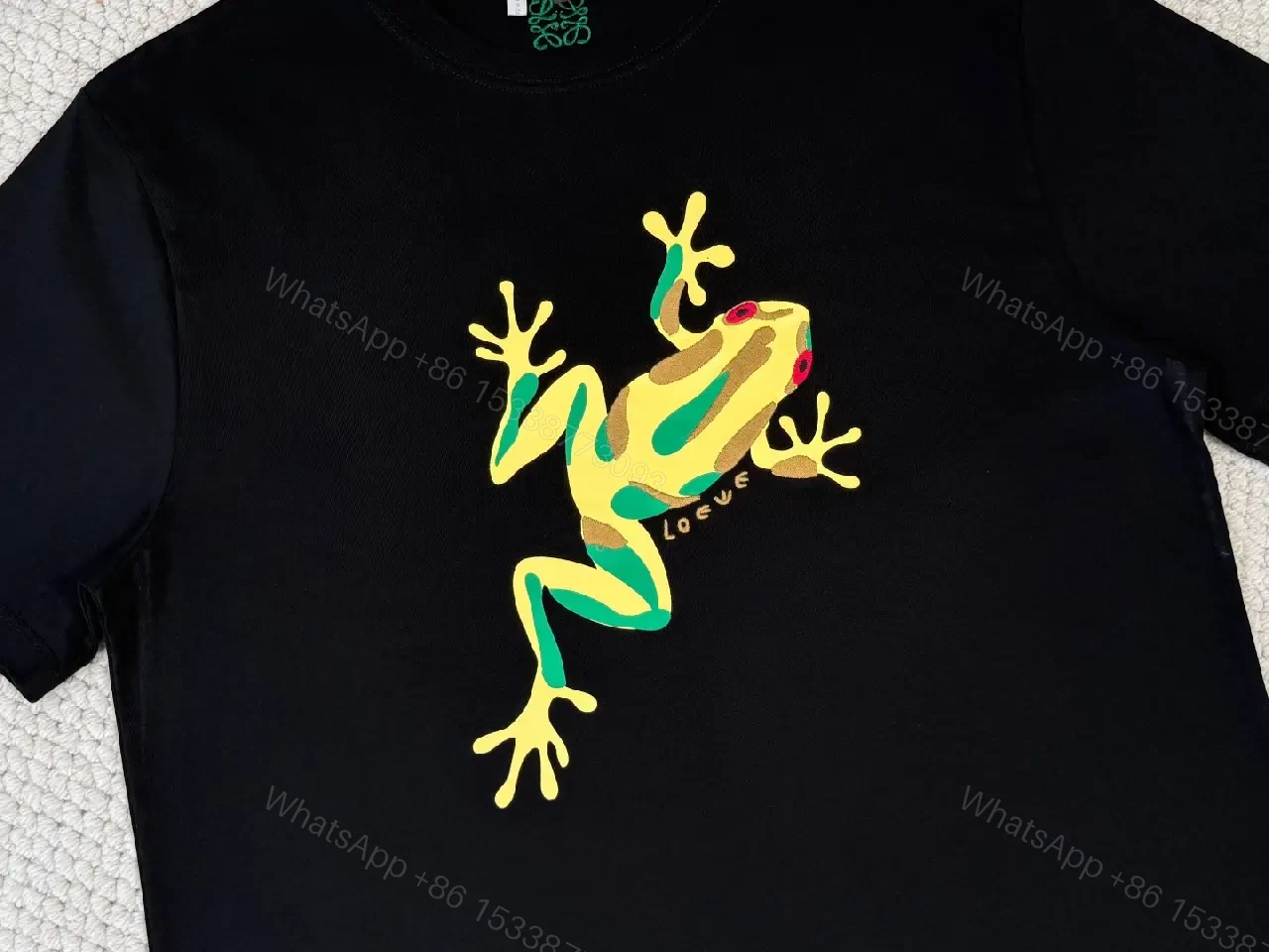 View 6 of Black Cotton Crew Tee, Gecko Graphic, LOEWE-Tail Text