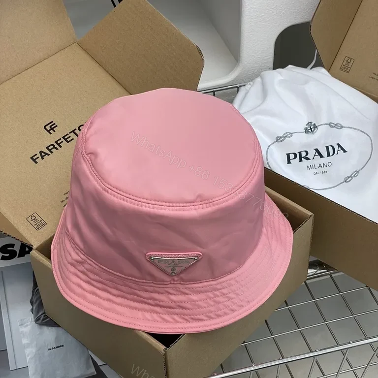 View 5 of Vivid Pink Prada Bucket Hat: Lightweight Luxury, Sun Shield
