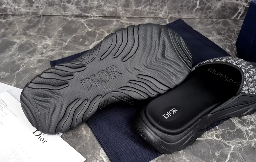 View 6 of Patterned Dior Slide Sandals: Monogram Jacquard, Cushioned Comfort