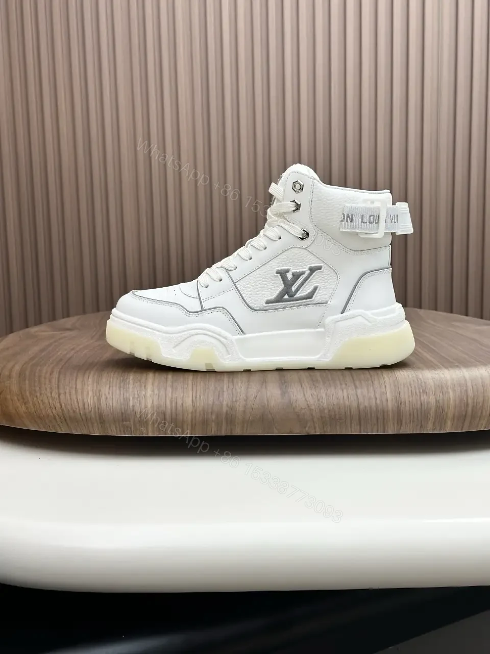 View 7 of White Leather High-Top Sneakers: Luxury Comfort Tailored