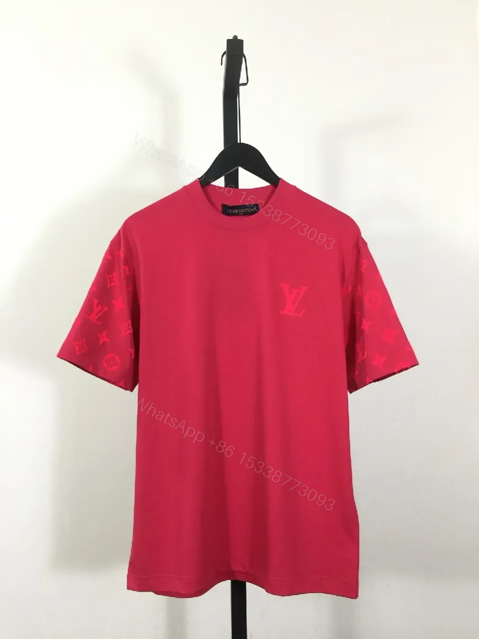 View 6 of Pink Monogram-Accent Cotton Tee: Luxe Streetwear, All-Day Comfort