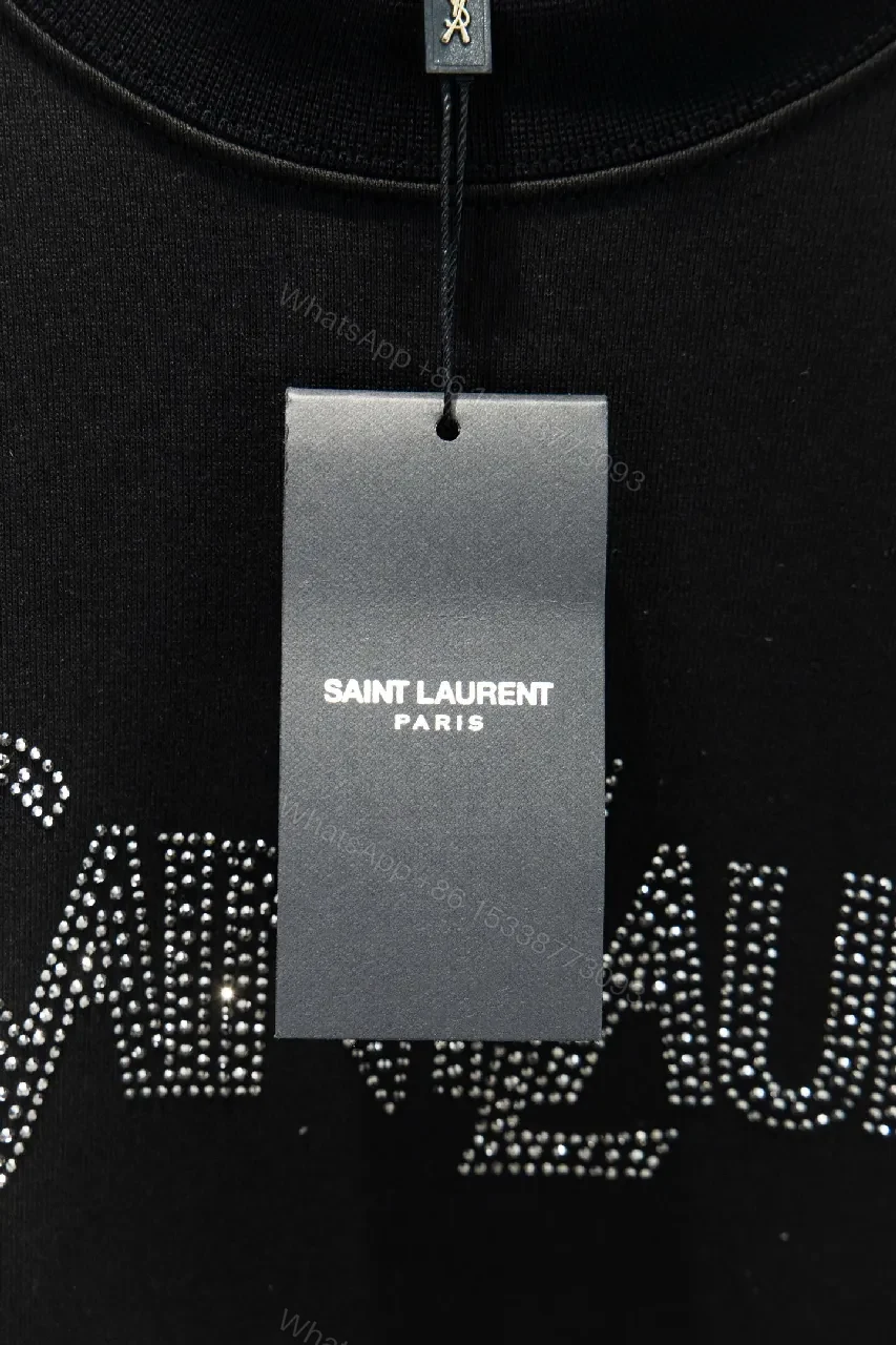 View 3 of Crystal-Embellished Logo Black Crewneck Sweatshirt - Luxe Everyday Style