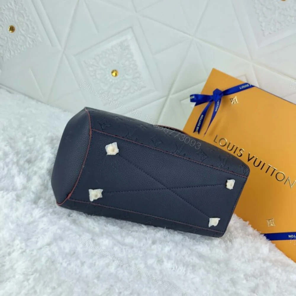 View 6 of Louis Vuitton Montaigne MM Monogram Empreinte Navy Blue 33Cm M42746