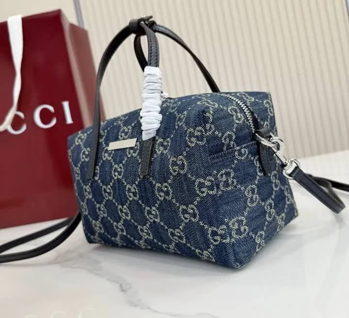 View 3 of Gucci Small Boston Dark Blue Denim Bag