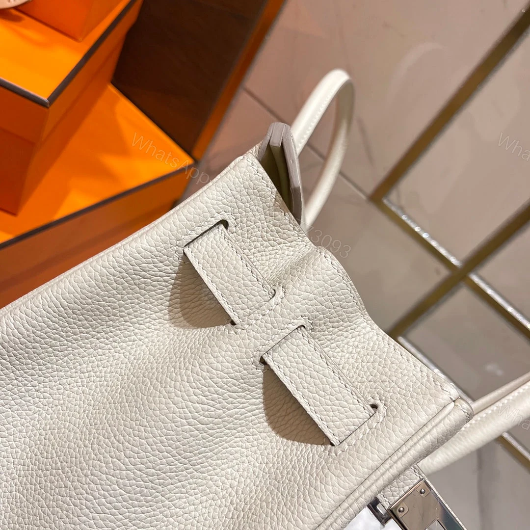 View 8 of HERMES BIRKIN 30CM WHITE TOGO LEATHER SILVER HARDWARE