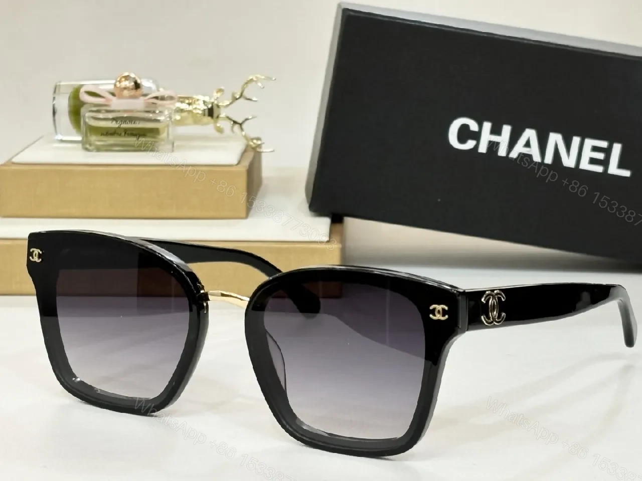View 3 of Brown Luxury Sunglasses with Gold Detailing - Effortless Chic Eyewear