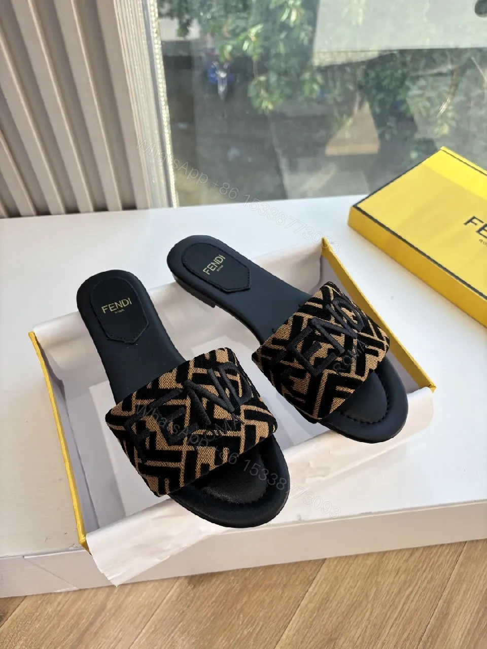 Patterned Monogram Strap Slide Sandals - Luxe Comfort — view 1