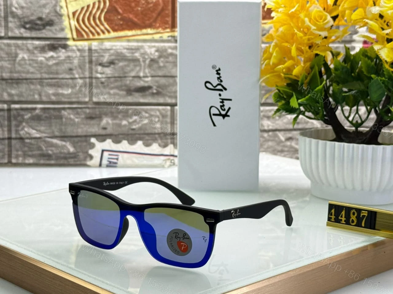 View 11 of Ray-Ban Square Sunglasses Black-Grey