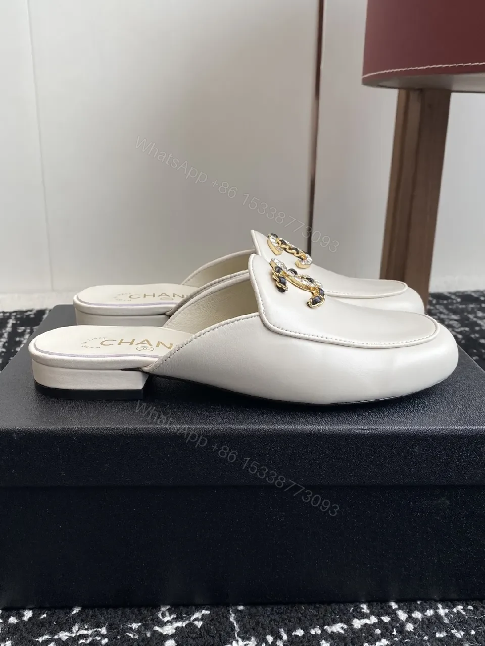 View 8 of White Leather Mule + Gold Hardware + Modern Luxe + All-Day Comfort + Slide-On footwear