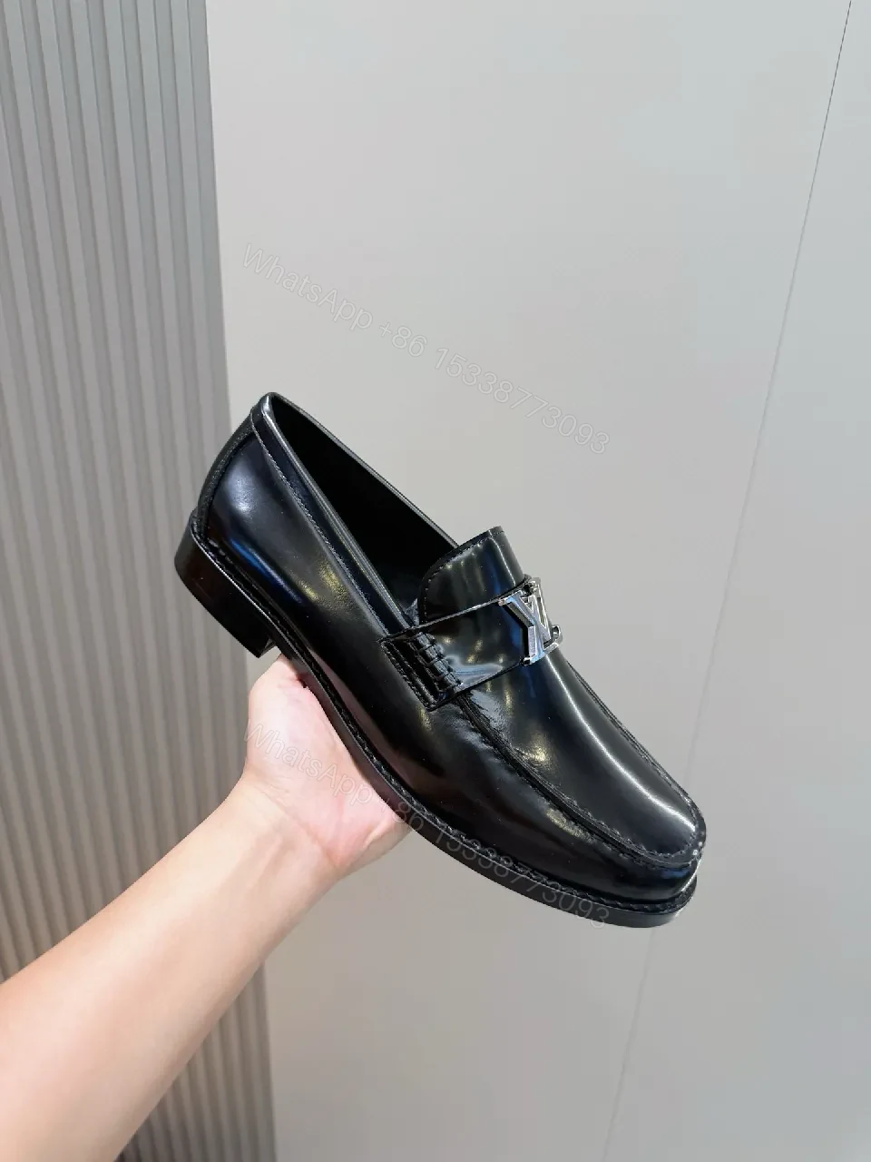 View 4 of Polished Leather Loafers with LV Hardware: Sleek, All-Day Elevation