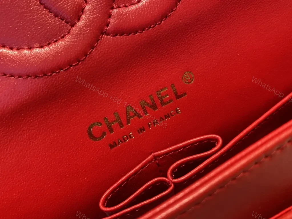 View 9 of Red Quilted Leather Crossbody with Gold Hardware Bag