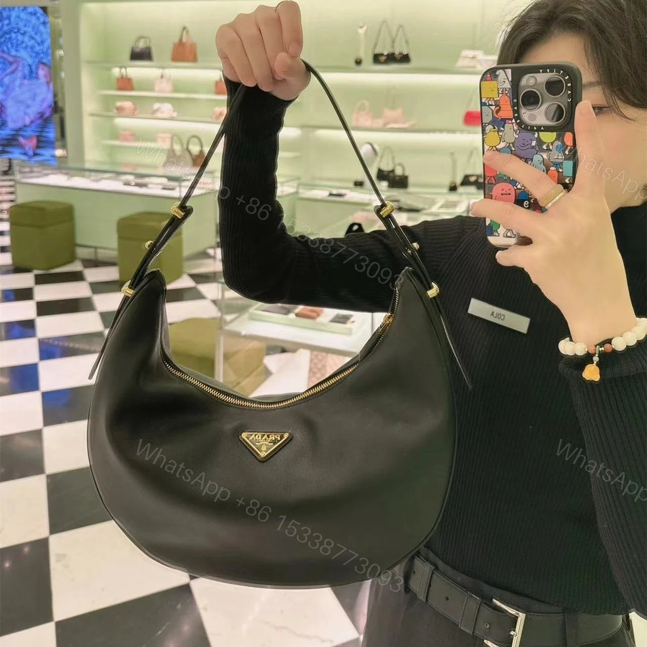 View 15 of 高仿Prada*Moon手袋系列1BC212大號黑色免檢版