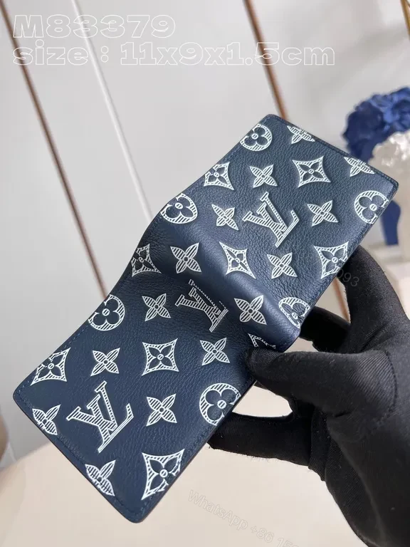 View 6 of Navy LV-Patterned Compact Wallet: Everyday Luxury
