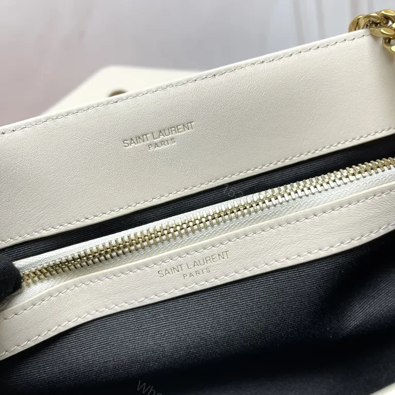 View 5 of Chic Quilted YSL Emblem Crossbody Bag, Ivory, Luxury Style