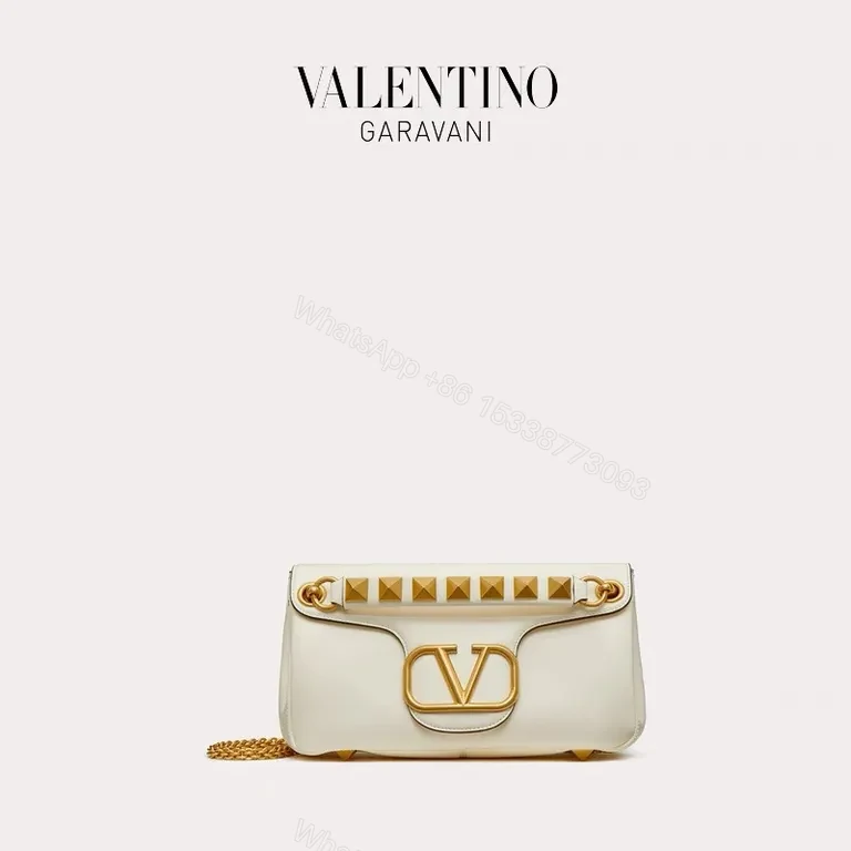 View 4 of Chic White Rockstud Shoulder Bag â€“ Everyday Luxury