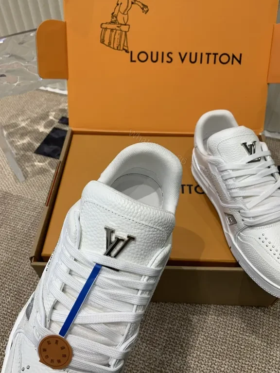 View 8 of White Leather Sneakers: Signature LV Detailing, Everyday Luxury