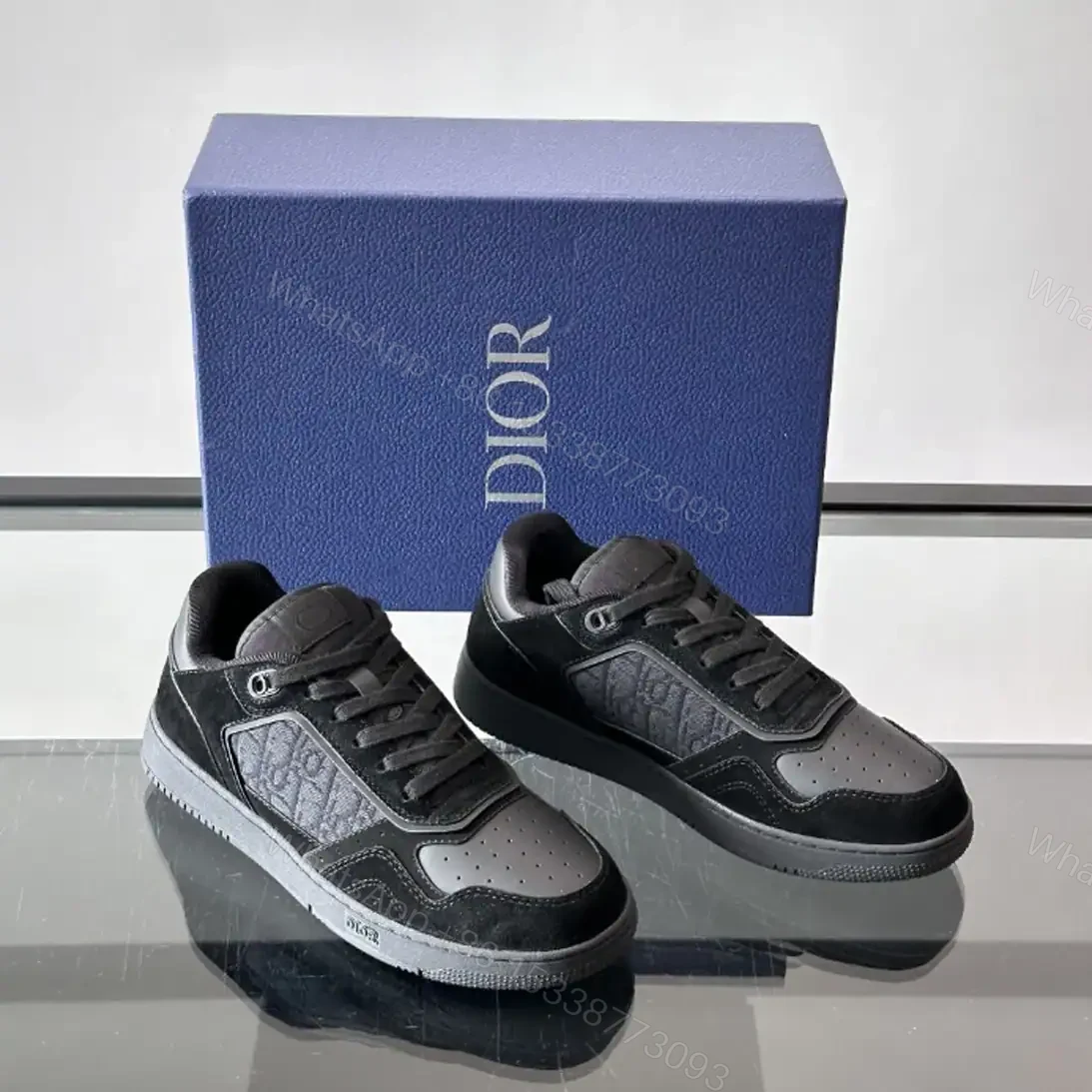 View 2 of DIOR B27 UPTOWN SNEAKERS BLACK SUEDE SMOOTH CALFSKIN AND BLACK OBLIQUE JACQUARD – CD213