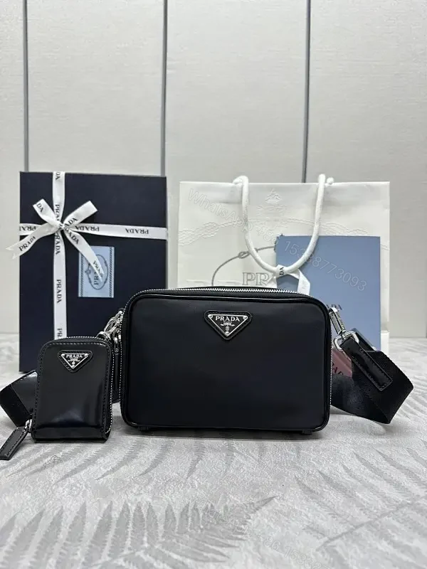 Minimalist Black Leather Crossbody System: Modular Luxury Bag — view 1