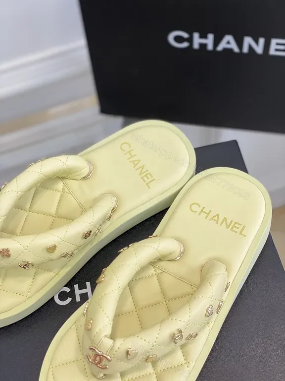 View 9 of Pastel Chanel-Inspired Quilted Flip Flops - Luxury Comfort Sandals