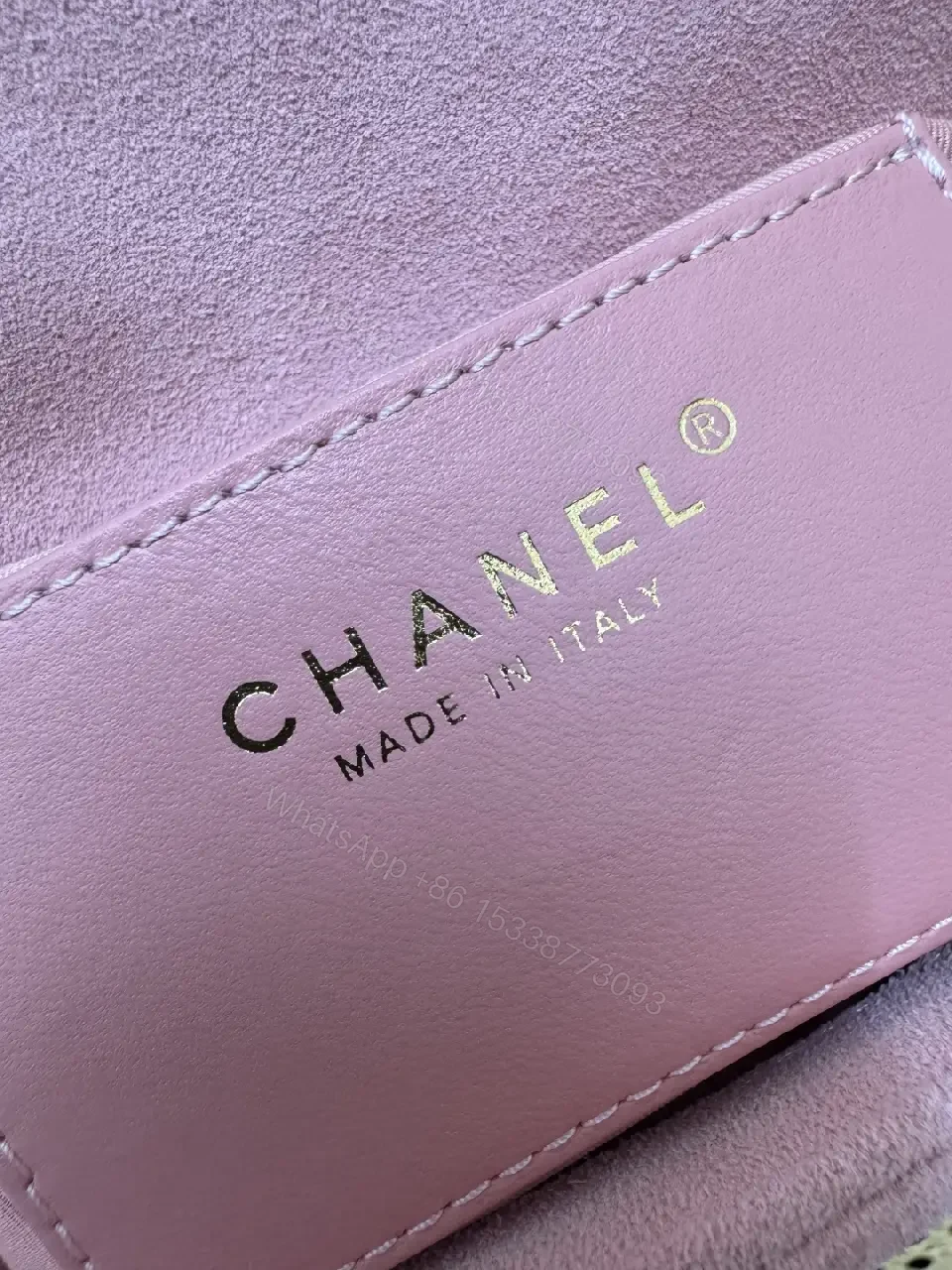 View 4 of Pastel Pink Quilted Microfiber Chain Bag with Turn-Lock Style Bag